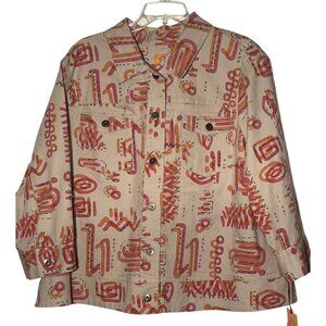 NWT Ruby Red Women's Jacket Size Large Cropped  Aztec Button Front Pocket